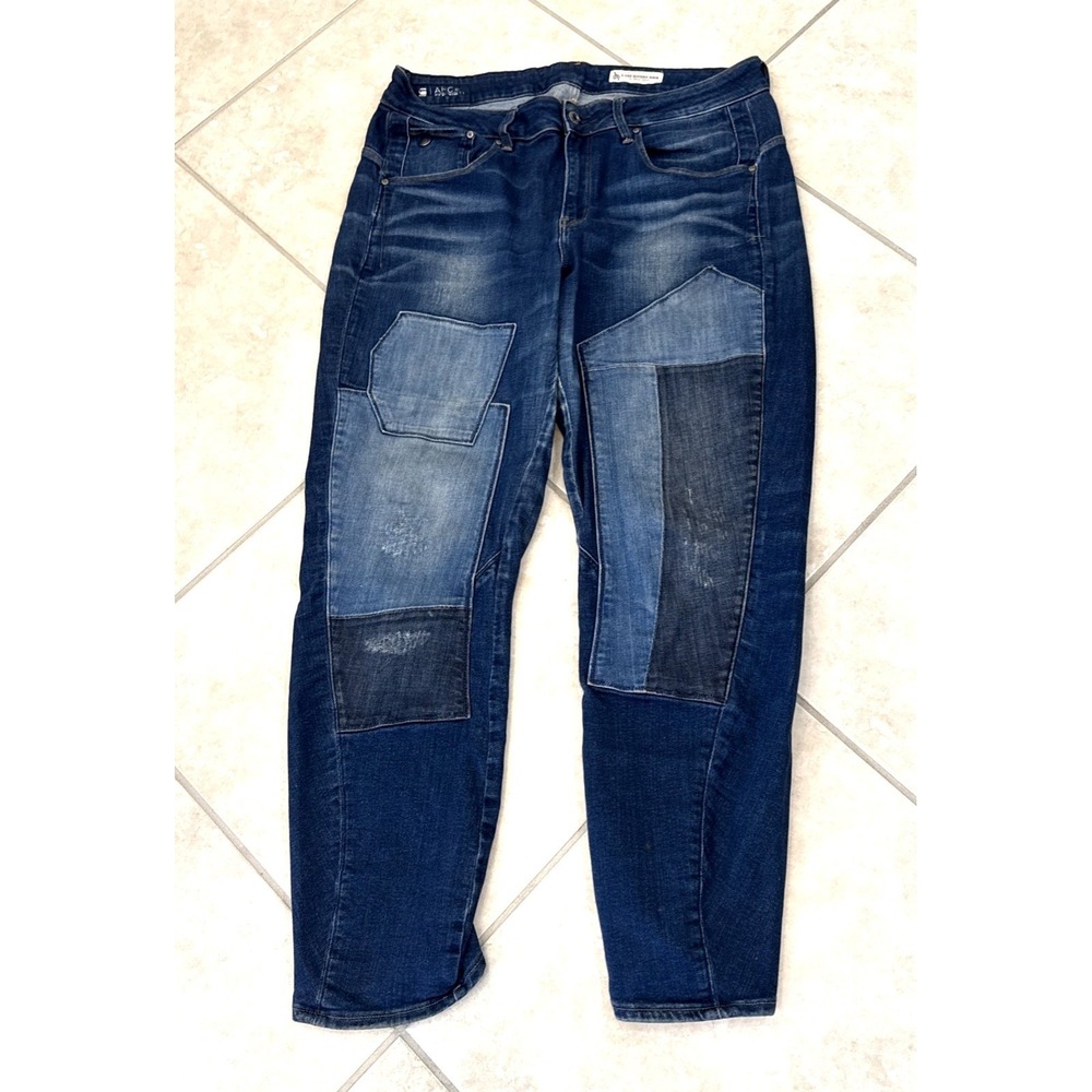 G-Star Raw Arc 3D Mid Boyfriend Restored Patchwork Jeans Blue W30 L32 D05386